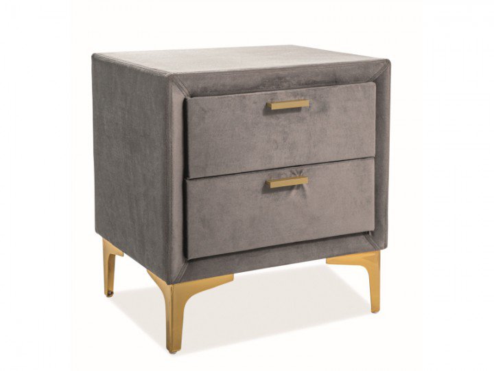 Тумба приліжкова Signal Monako Velvet Сірий / Золотий